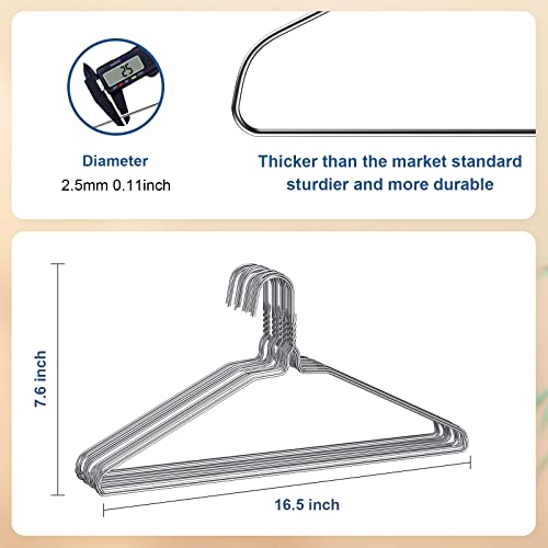 Wire Hangers 50/60 Pack, Metal Wire Clothes Hanger Bulk for Coats Pants,  Space Saving Metal Hangers Non Slip, for Standard Size Suits, Shirts,  Pants, Skirts-Green